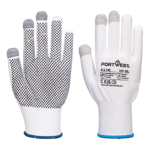 Portwest Grip 13 PVC pöttyös érintőképernyős kesztyű (12 pár)