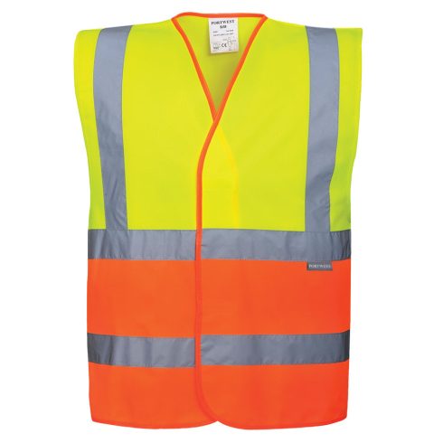 C481YORS/M Portwest Két színű jól láthatósági két csíkos mellény