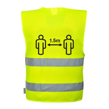   CV74YERL/XL Portwest Távolságtartásra figyelmeztető jól láthatósági mellény 1,5 m